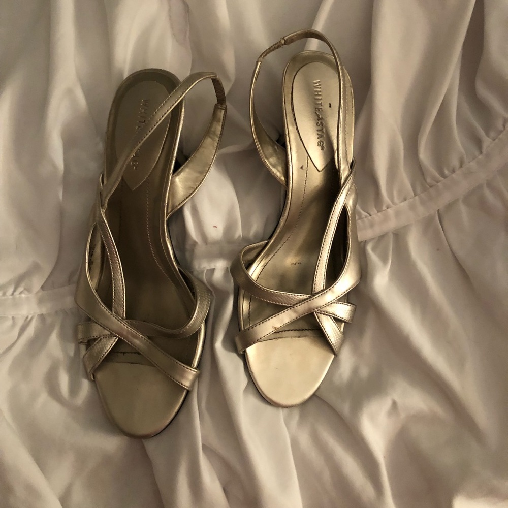 Silver strap heels